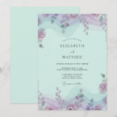 Minze Amethyst Laub Eukalyptus Hochzeit Einladung (Vorne/Hinten)