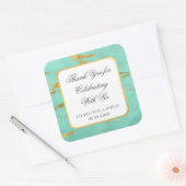 Minze and Gold Imitate Foil Danke Quadratischer Aufkleber (Umschlag)