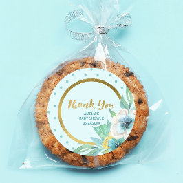 Minze and Imitate Gold Floral Baby Dusche Vielen D Runder Aufkleber