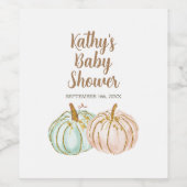 Minze and Peach Pumpkin Gold Glitzer Weinflasche Weinetikett (Einzelnes Label)