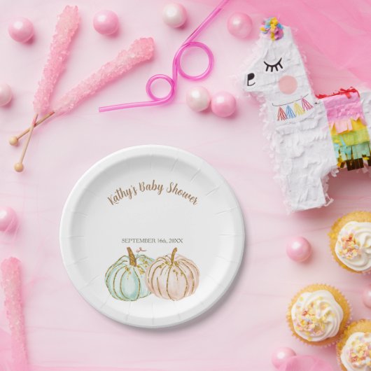 Minze and Peach Pumpkin Party Paper Teller (Party)