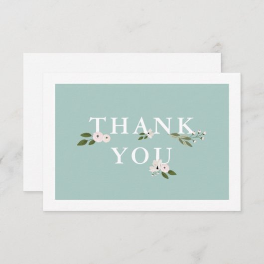 Minze and Pink Baby Showflat Vielen Dank RSVP Karte (Vorne/Hinten)