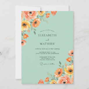 Minze Aprikose Mohn Hochzeit Einladung
