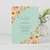 Minze Aprikose Mohn Hochzeit Einladung (Stehend Vorderseite)