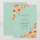 Minze Aprikose Mohn Hochzeit Einladung (Vorne/Hinten)