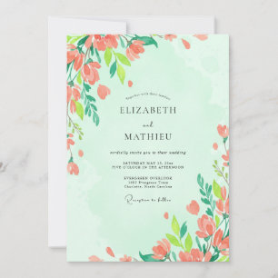 Minze Aprikose Wildblumen-Hochzeit Einladung