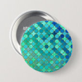 Minze Aqua Aquamarin Gold Oriental Marokkanisches Button (Vorne & Hinten)