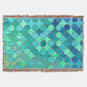 Minze Aqua Aquamarin Gold Oriental Marokkanisches Decke (Vorderseite)