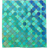 Minze Aqua Aquamarin Gold Oriental Marokkanisches Duschvorhang (Vorderseite)