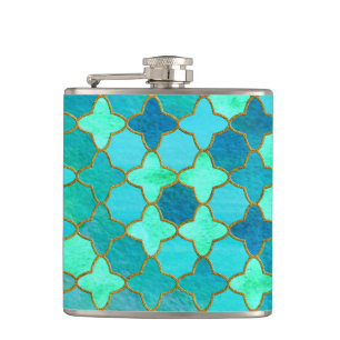 Minze Aqua Aquamarin Gold Oriental Marokkanisches Flachmann