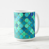 Minze Aqua Aquamarin Gold Oriental Marokkanisches Kaffeetasse (VorderseiteRechts)