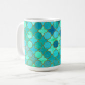 Minze Aqua Aquamarin Gold Oriental Marokkanisches Kaffeetasse (Vorderseite Links)