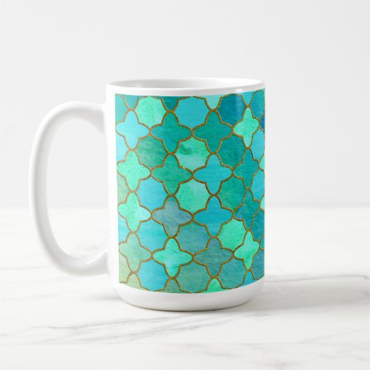 Minze Aqua Aquamarin Gold Oriental Marokkanisches Kaffeetasse (Links)