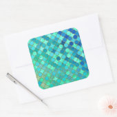 Minze Aqua Aquamarin Gold Oriental Marokkanisches  Quadratischer Aufkleber (Umschlag)