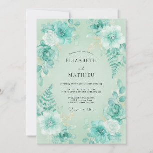 Minze-Aqua-Farn-Hochzeit Einladung