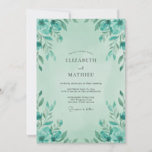 Minze Aqua Laub Salbei Hochzeit Einladung