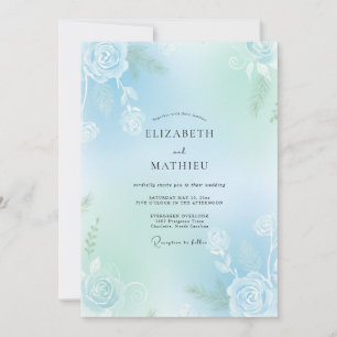 Minze Aqua Soft Rose Hochzeit Einladung