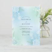 Minze Aqua Soft Rose Hochzeit Einladung (Stehend Vorderseite)