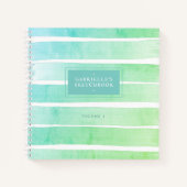 Minze Aquamarin Blue Sketchbook Ombre Streifen mit Notizblock (Vorderseite)