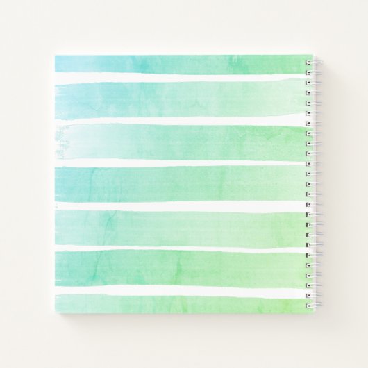 Minze Aquamarin Blue Sketchbook Ombre Streifen mit Notizblock (Rückseite)