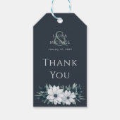 Minze Aquamarin Floral Vielen Dank Geschenkmarke Geschenkanhänger (Vorderseite)