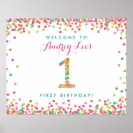 Minze Aquamarin Gold 1 Jahr Geburtstagsparty Willk Poster