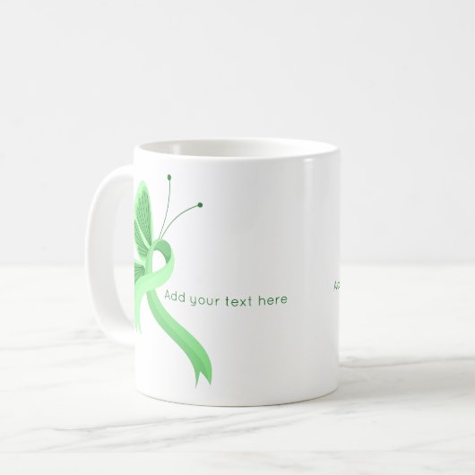 Minze Awareness Ribbon Butterfly Kaffee Tasse (Vorderseite Links)