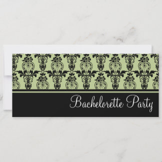 Minze & Black Damask Junggeselinnen-Abschied Einla Einladung