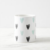 Minze & Black Hearts Doodles Muster Girly Tasse (Mittel)