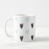 Minze & Black Hearts Doodles Muster Girly Tasse (Links)
