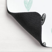 Minze & Black Hearts Doodles Muster Mousepad (Ecke)