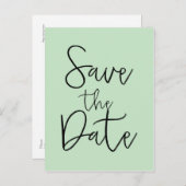Minze & Black SAVE THE DATE Moderne Script Postkar Ankündigungspostkarte (Vorne/Hinten)