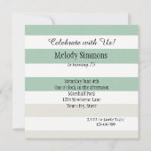 Minze, bleiche und weiße Streifen zum Geburtstag Einladung (Rückseite)