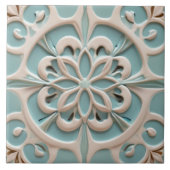 Minze Blue Daisy Blume Imitats Relief Boho Floral Fliese (Vorderseite)