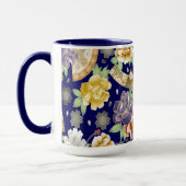 Minze Blue Gold Blume Schönes japanisches Muster Tasse (Links)