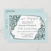 Minze Blue to Pine Green Succulual Verlobung Einladungspostkarte (Vorne/Hinten)