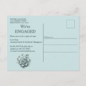 Minze Blue to Pine Green Succulual Verlobung Einladungspostkarte (Rückseite)