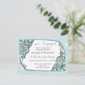 Minze Blue to Pine Green Succulual Verlobung Einladungspostkarte (Stehend Vorderseite)