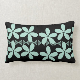 Minze Blume Schwarzes Kissen