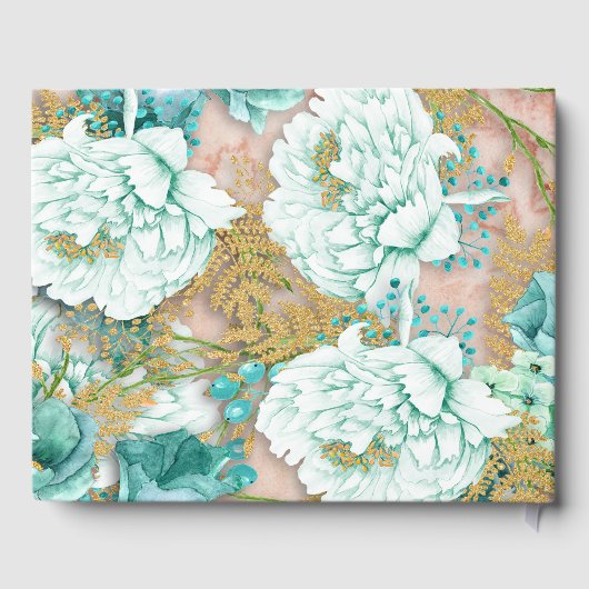 Minze Blume und Rosa Blütenblütenhochzeit Gästebuch (Rückseite)