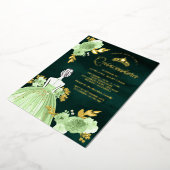 Minze Blumenkleid Emerald Green Quinceanera Gold Folieneinladung (Gedreht)
