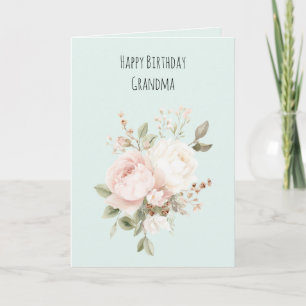Minze Blush Pink Weiße Rosenblüten Karte