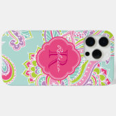 Minze Bohemisch Paisley Custom Monogram Case-Mate iPhone Hülle (Rückseite (Horizontal))