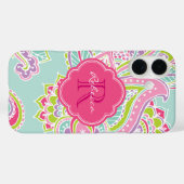 Minze Bohemisch Paisley Custom Monogram Case-Mate iPhone Hülle (Rückseite (Horizontal))