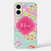 Minze Bohemisch Paisley Custom Monogram Case-Mate iPhone Hülle (Rückseite)