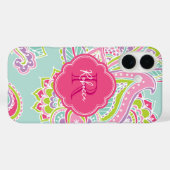 Minze Bohemisch Paisley Custom Monogram Case-Mate iPhone Hülle (Rückseite (Horizontal))