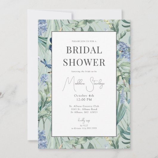 Minze Botanische Gartenanlage Brautparty Einladung (Vorderseite)