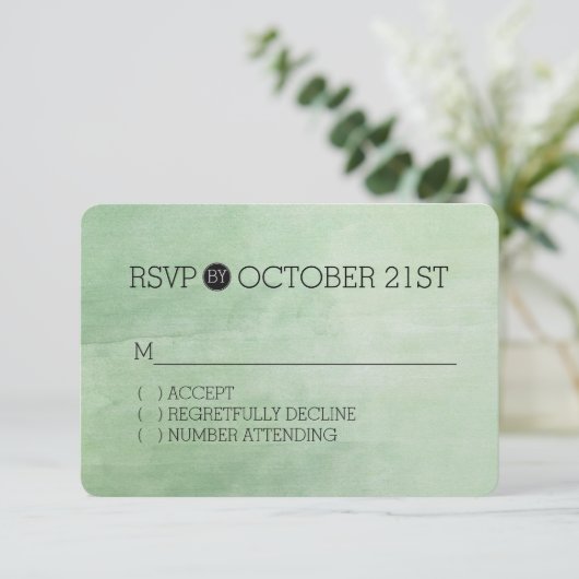 Minze Breeze Wasserfarbe UAWG RSVP Karte (Stehend Vorderseite)