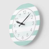 Minze breite Streifen Große Wanduhr (Winkel)