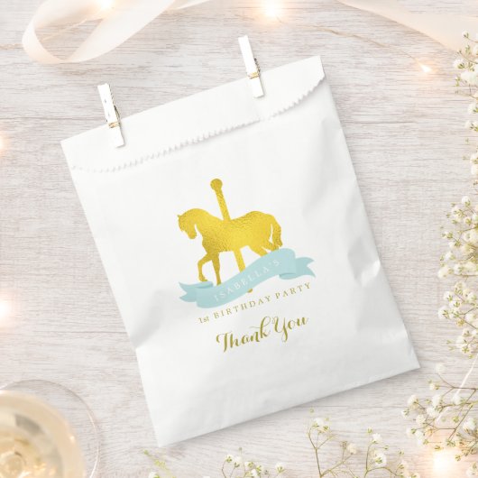 Minze Carousel Pferde Geburtstagsparty Geschenktütchen (Ausgeschnitten)
